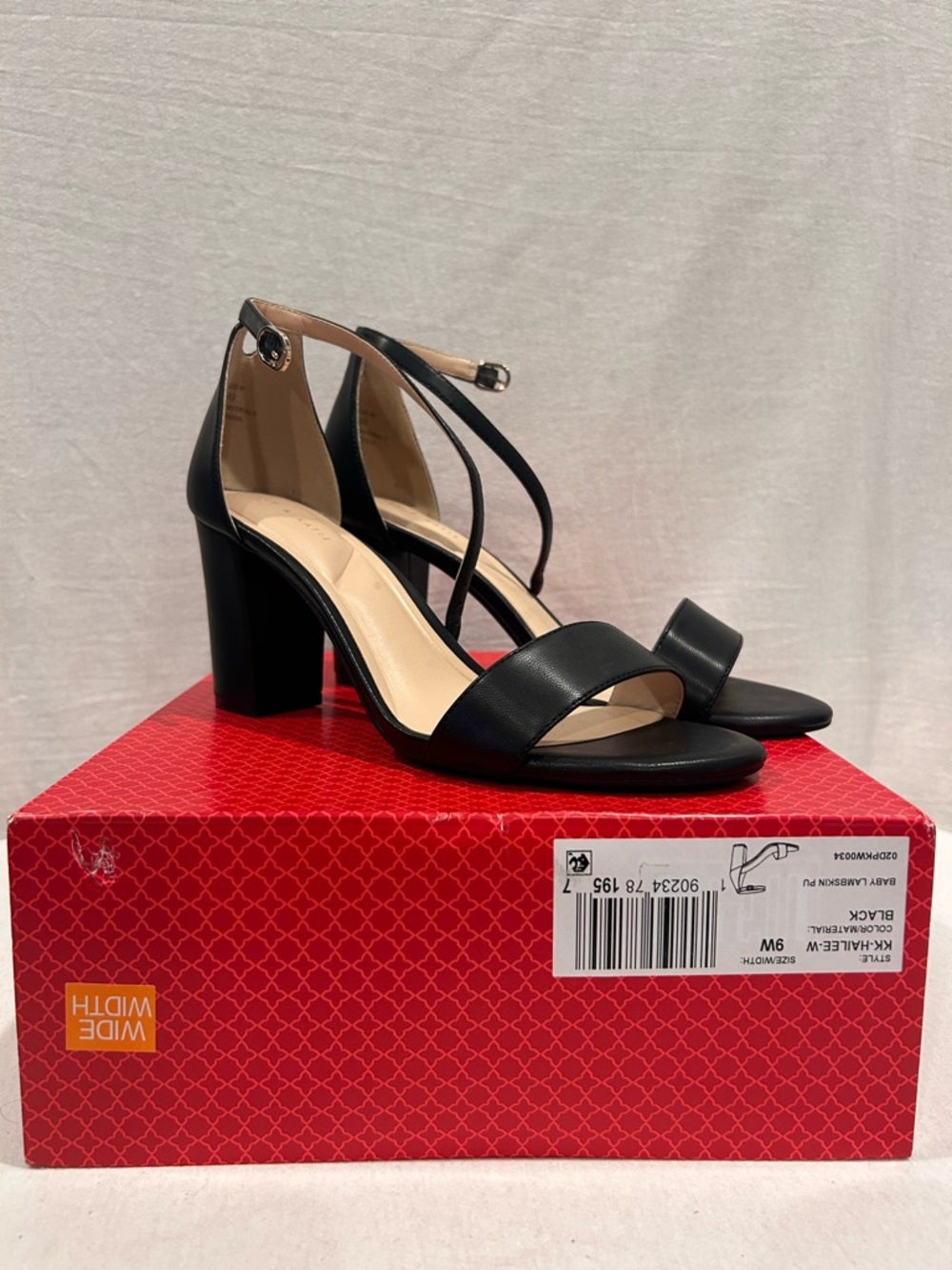 Kelly & Katie Black Ankle-Strap Block-Heel Sandals